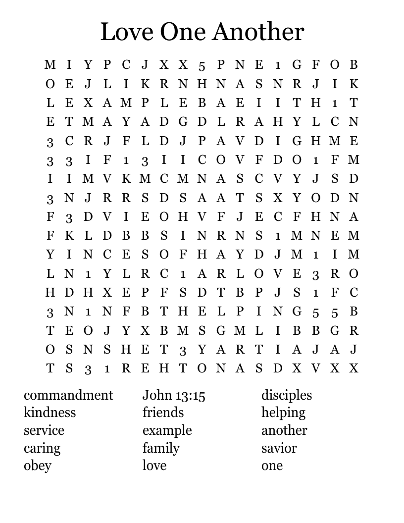 Love One Another Word Search