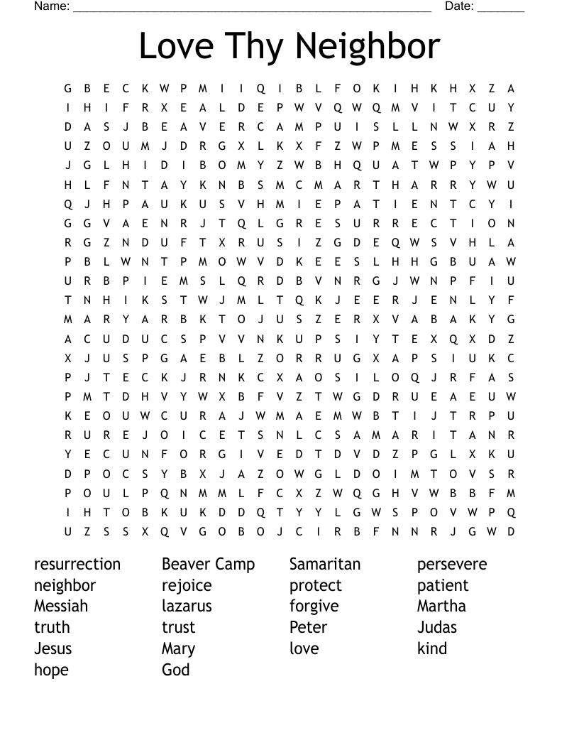 Love Thy Neighbor Word Search