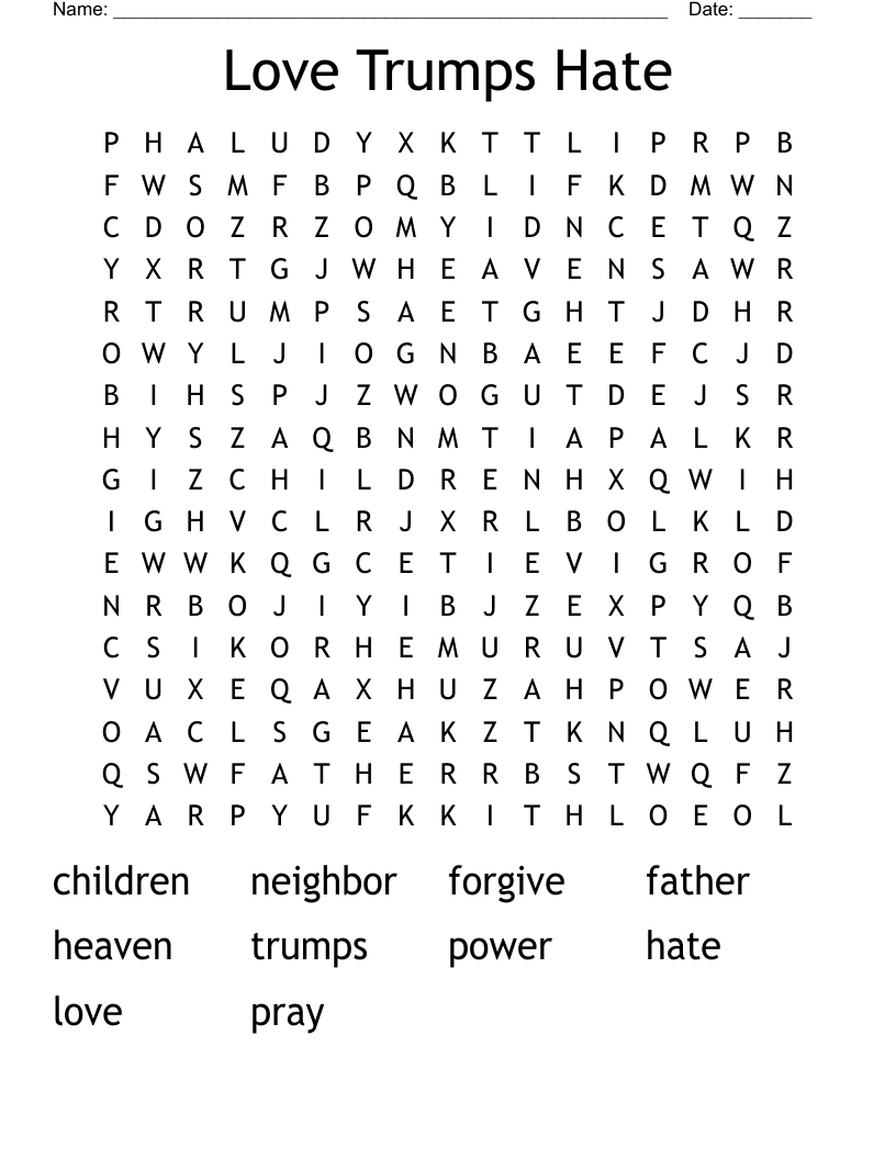 Love Trumps Hate Word Search