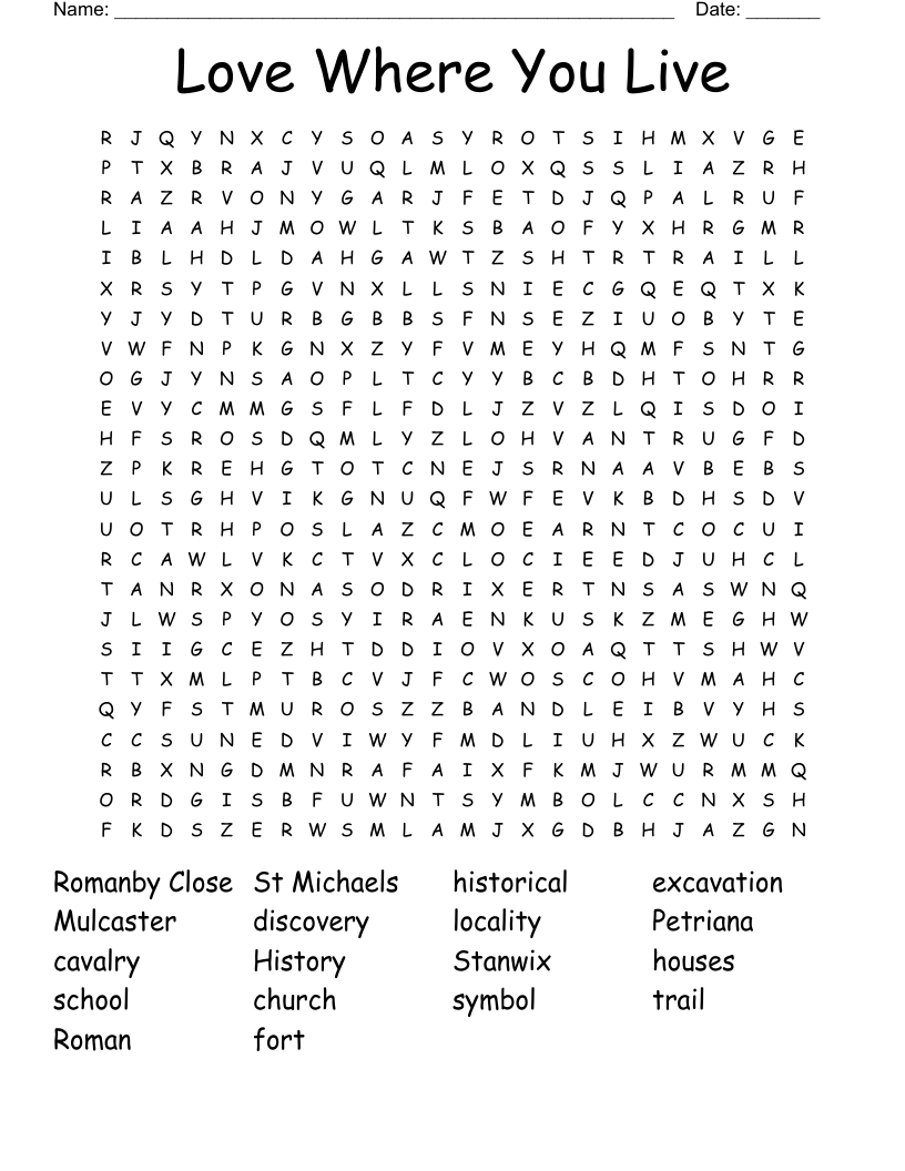 Love Where You Live Word Search