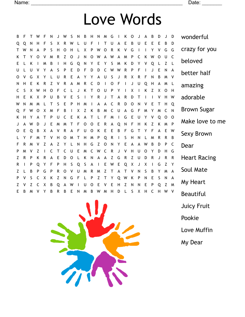 Love Words Word Search