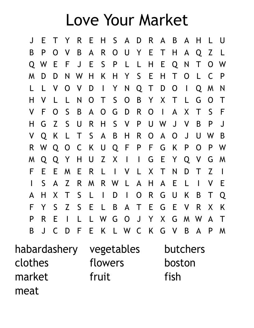 Love Your Market Word Search