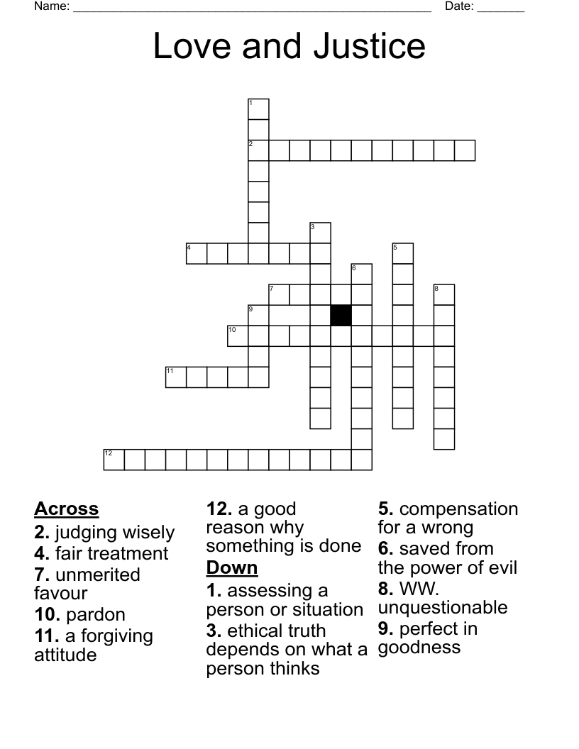 Love and Justice Crossword