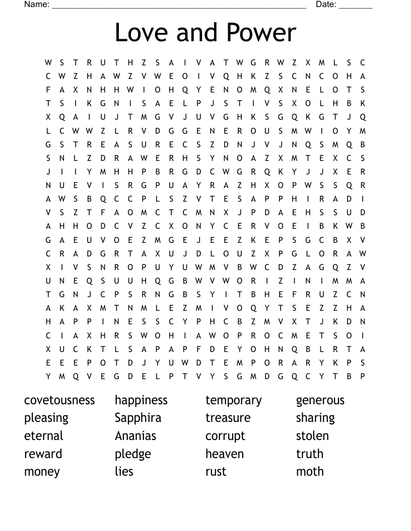 Love and Power Word Search