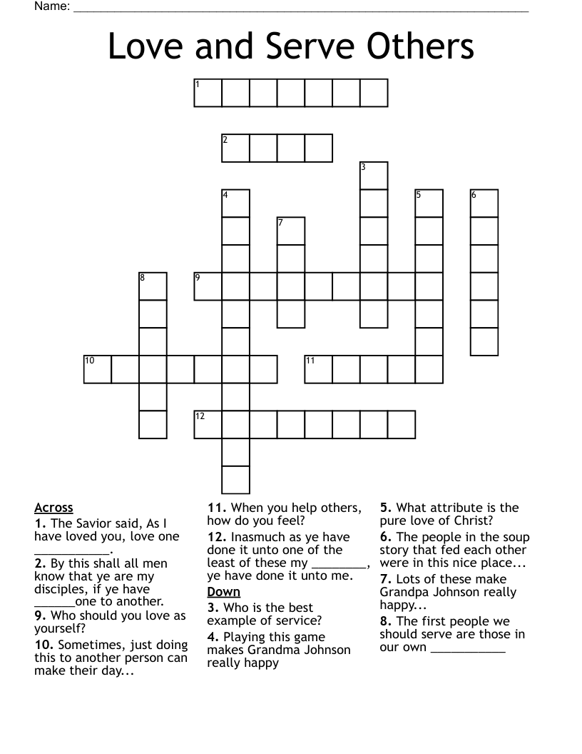 Love and Serve Others Crossword