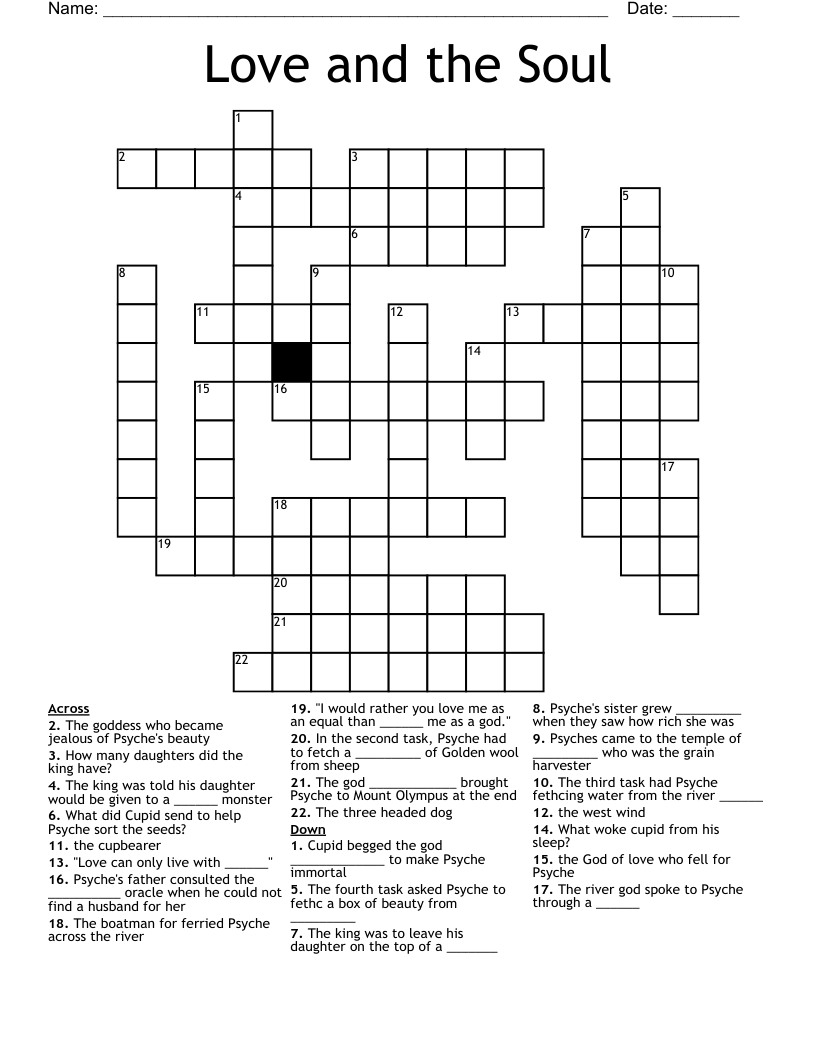 Love and the Soul Crossword