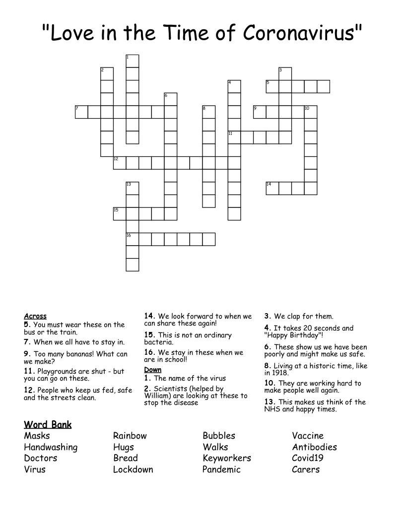 "Love in the Time of Coronavirus" Crossword