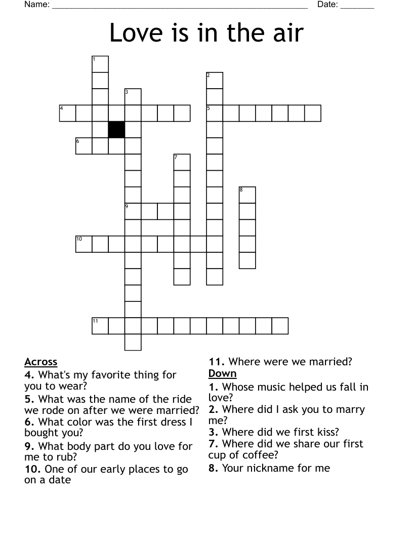Love is in the air Crossword