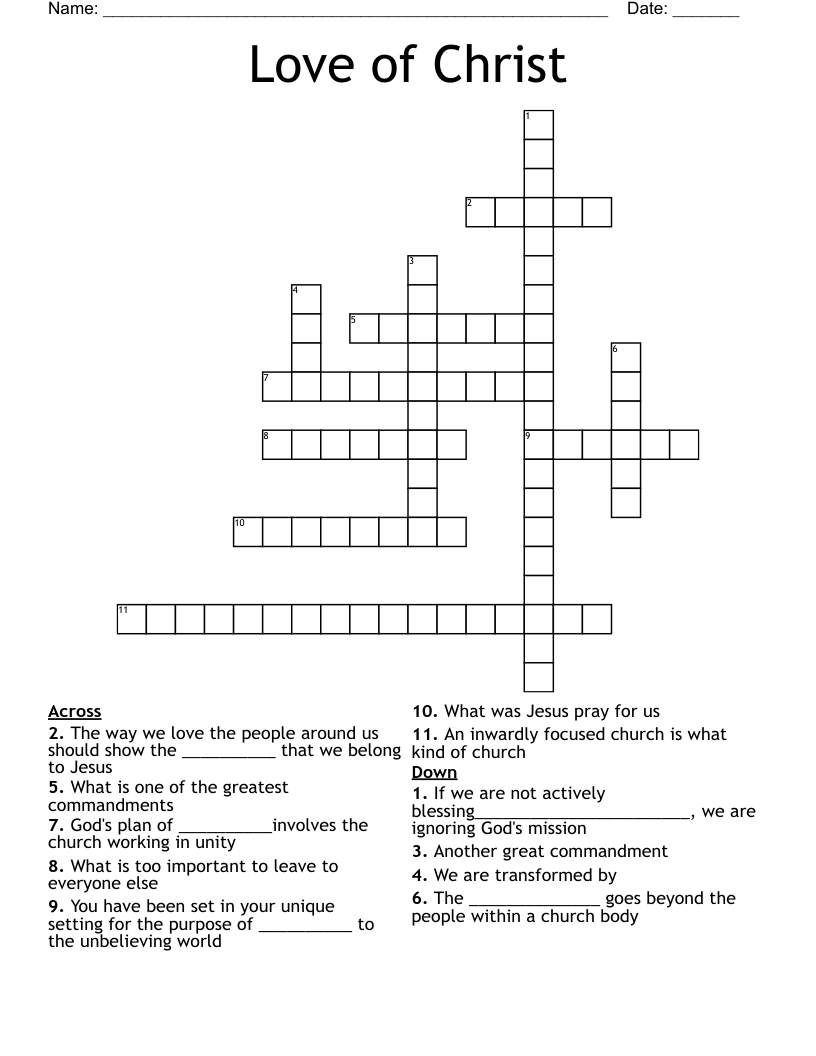 Love of Christ Crossword