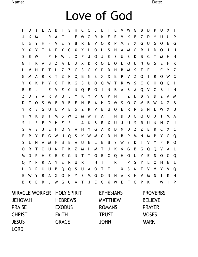Love of God Word Search