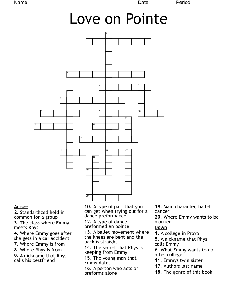 Love on Pointe Crossword