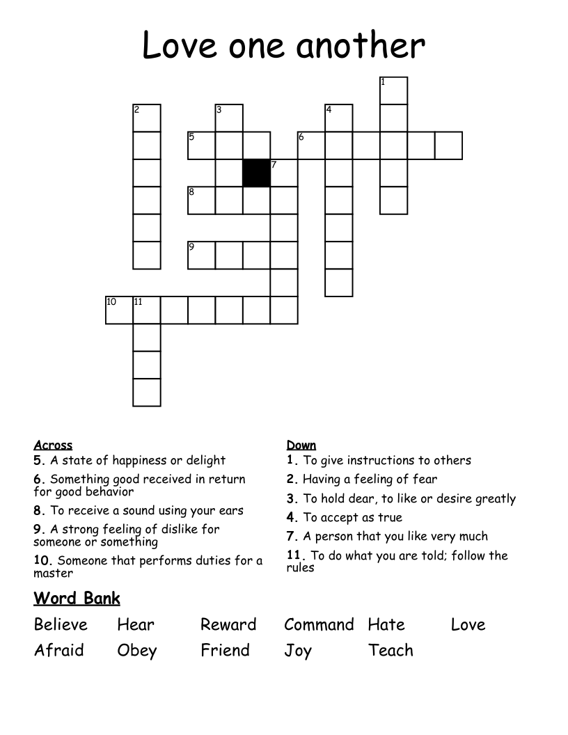 Love one another  Crossword