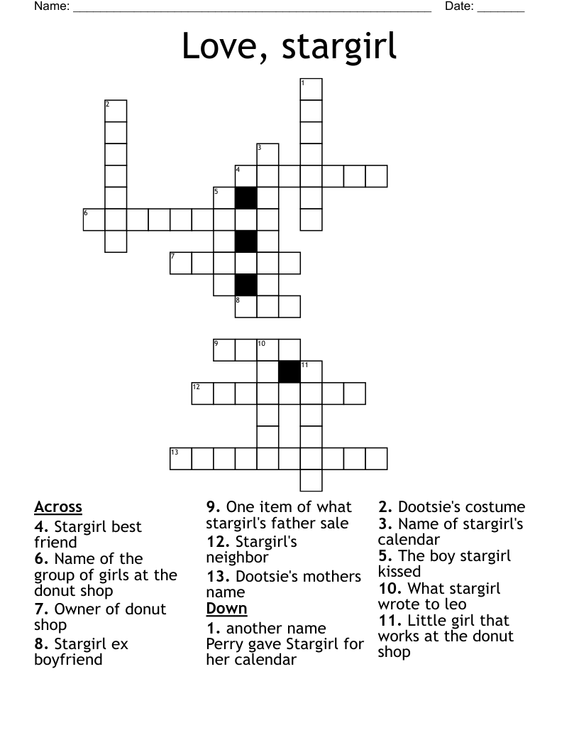Love, stargirl Crossword