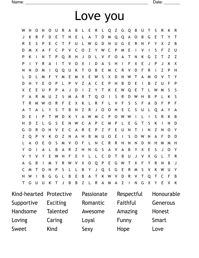 Love you Word Search