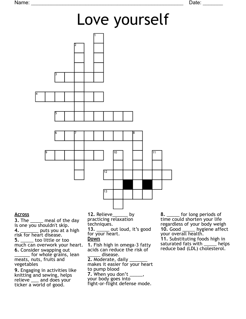 Love yourself Crossword