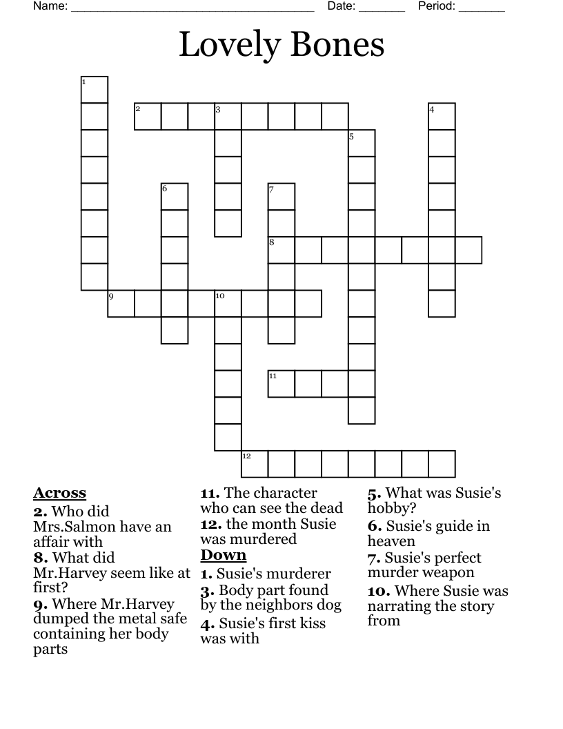 Lovely Bones Crossword
