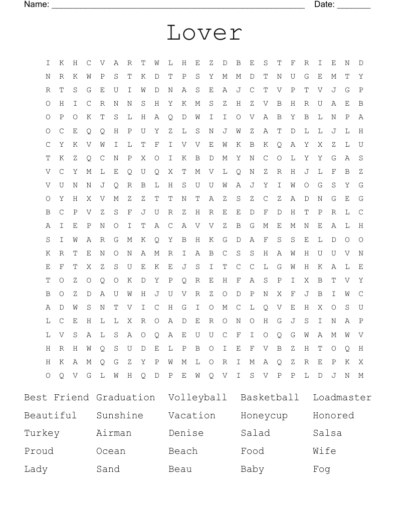 Lover Word Search