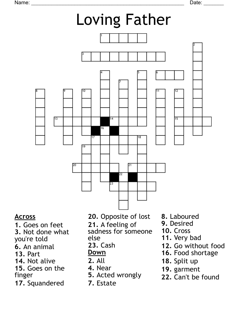 Loving Father Crossword