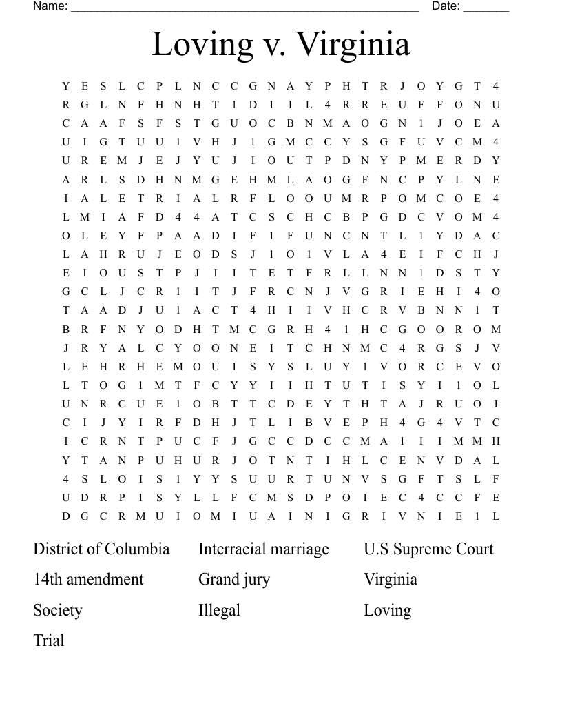 Loving  v. Virginia  Word Search