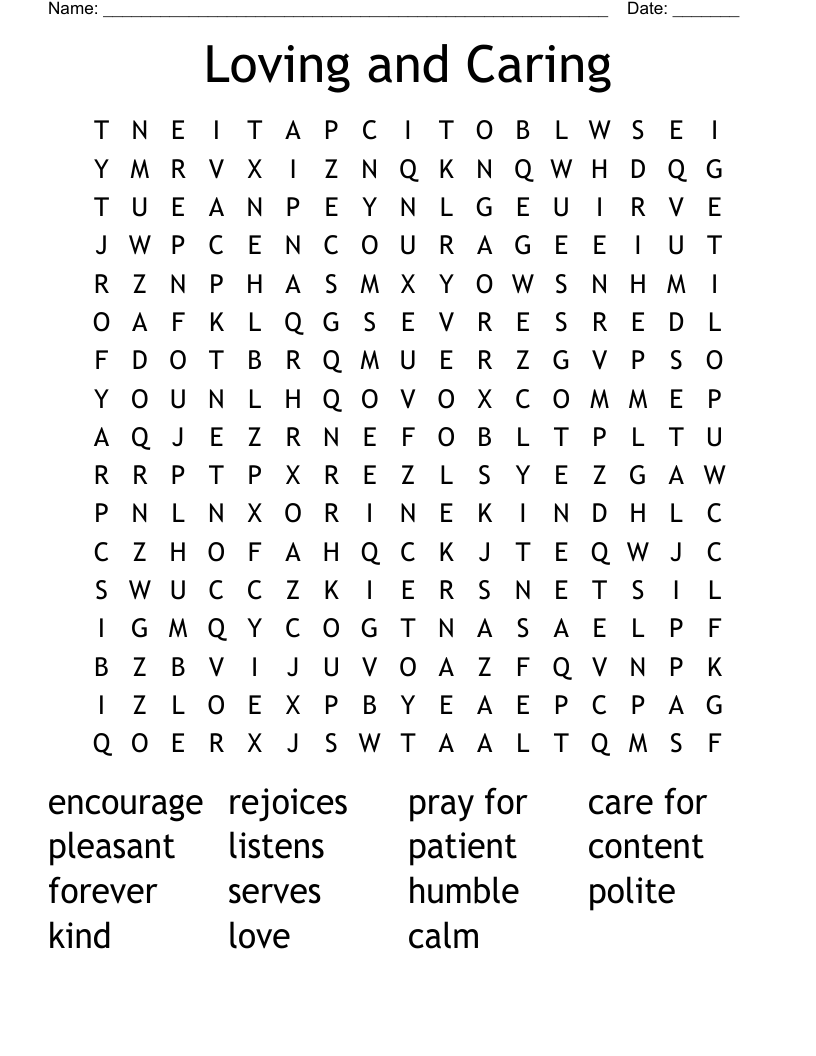 Loving and Caring Word Search