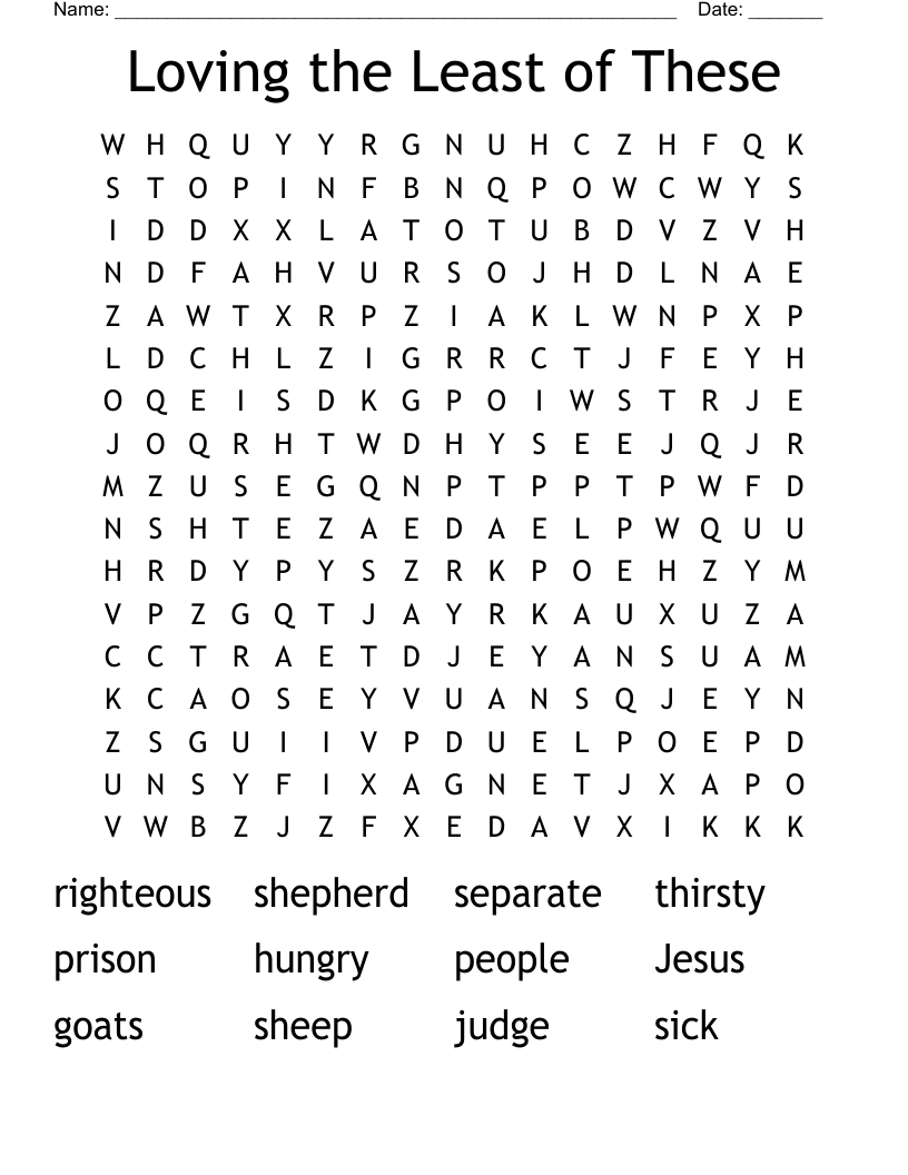 Loving the Least of These Word Search