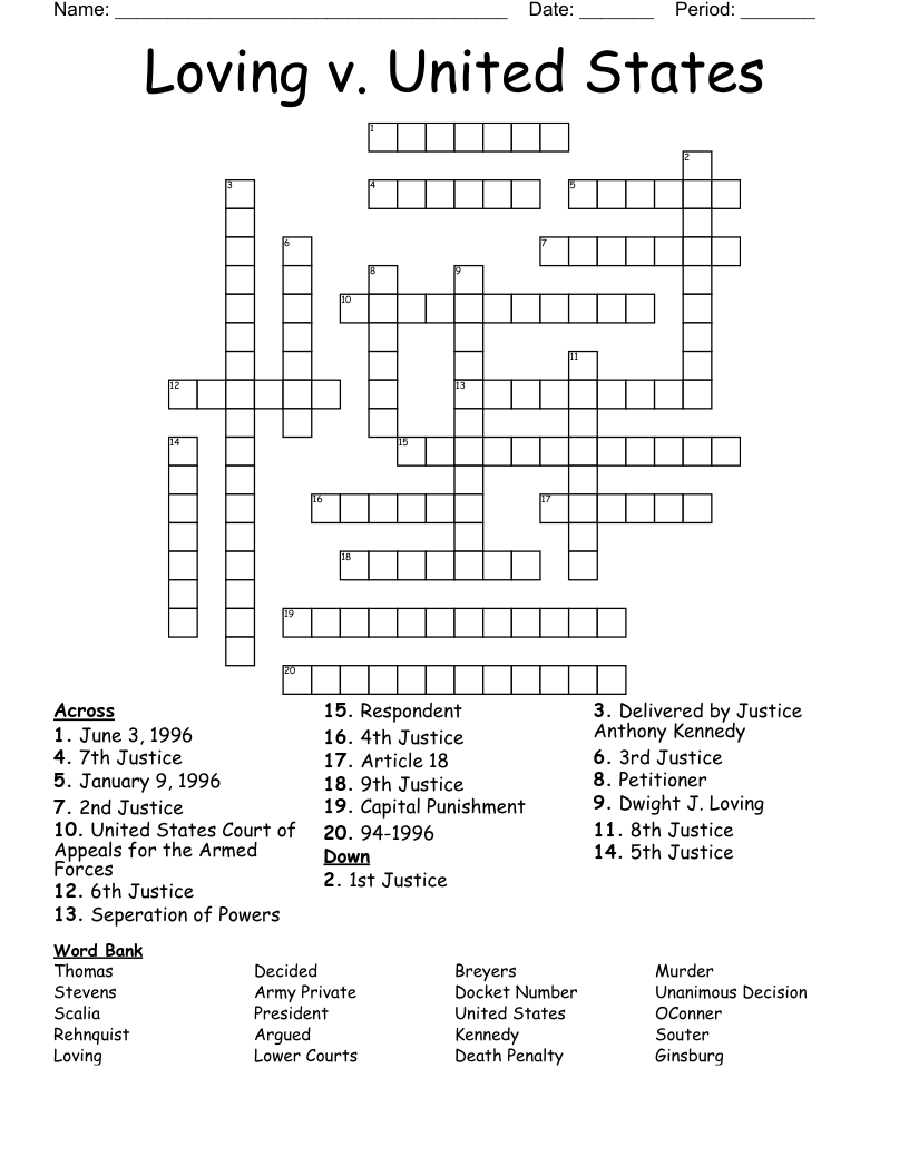 Loving v. United States Crossword