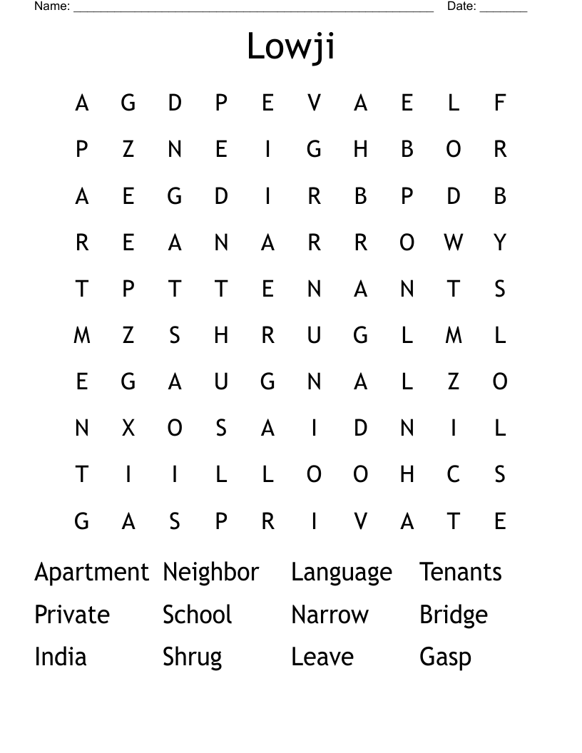 Lowji Word Search