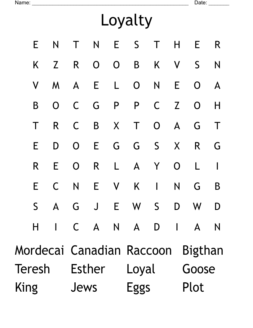 Loyalty Word Search