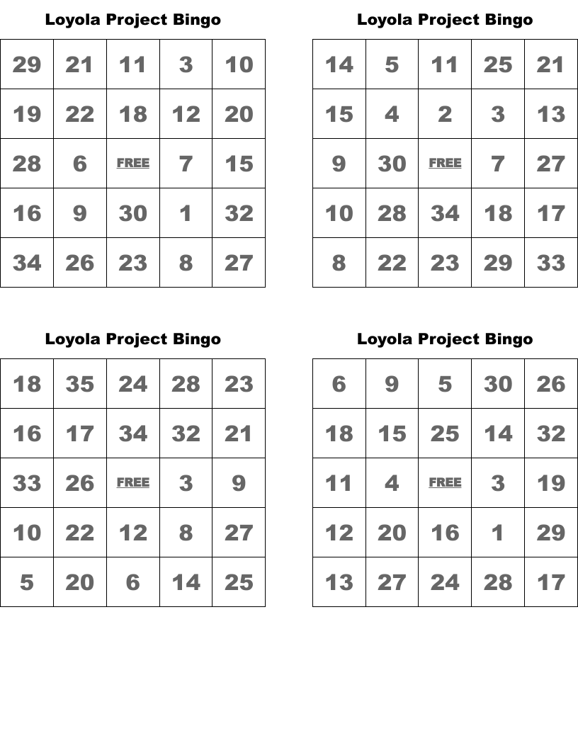 Loyola Project Bingo
