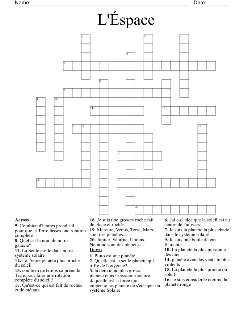 L'Éspace Crossword