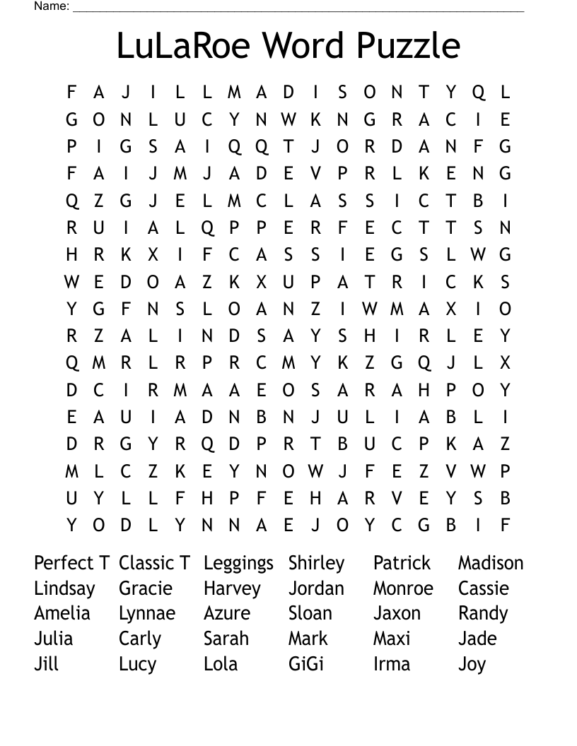 LuLaRoe Word Puzzle Word Search
