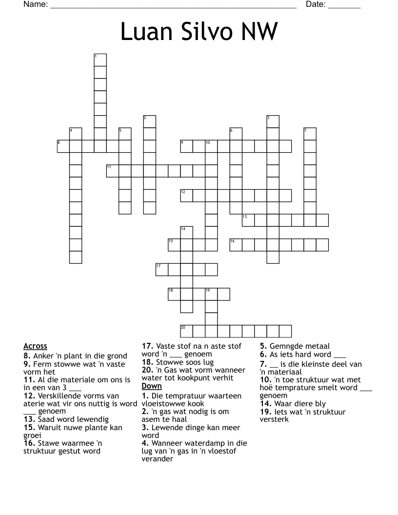 Luan Silvo NW Crossword