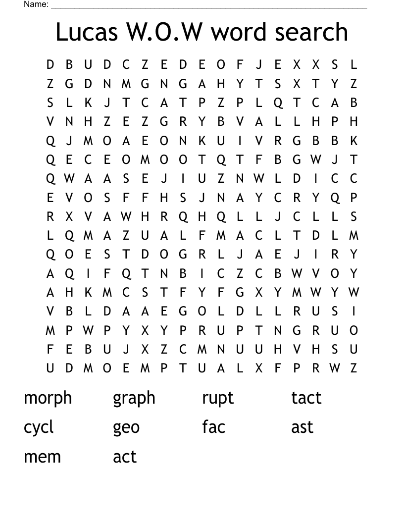 Lucas W.O.W word search
