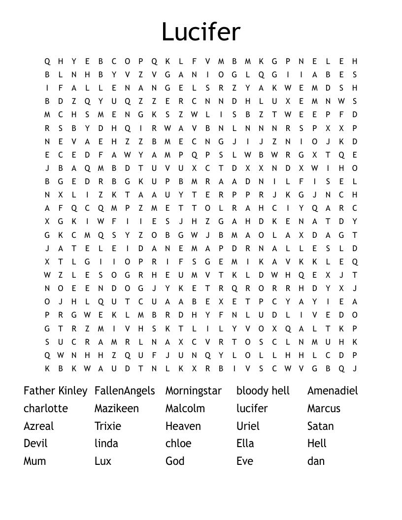 Lucifer Word Search