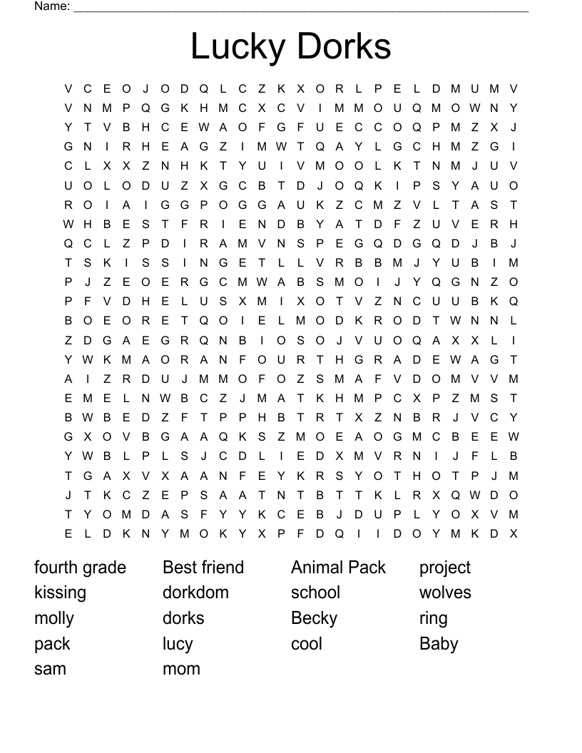 Lucky Dorks  Word Search
