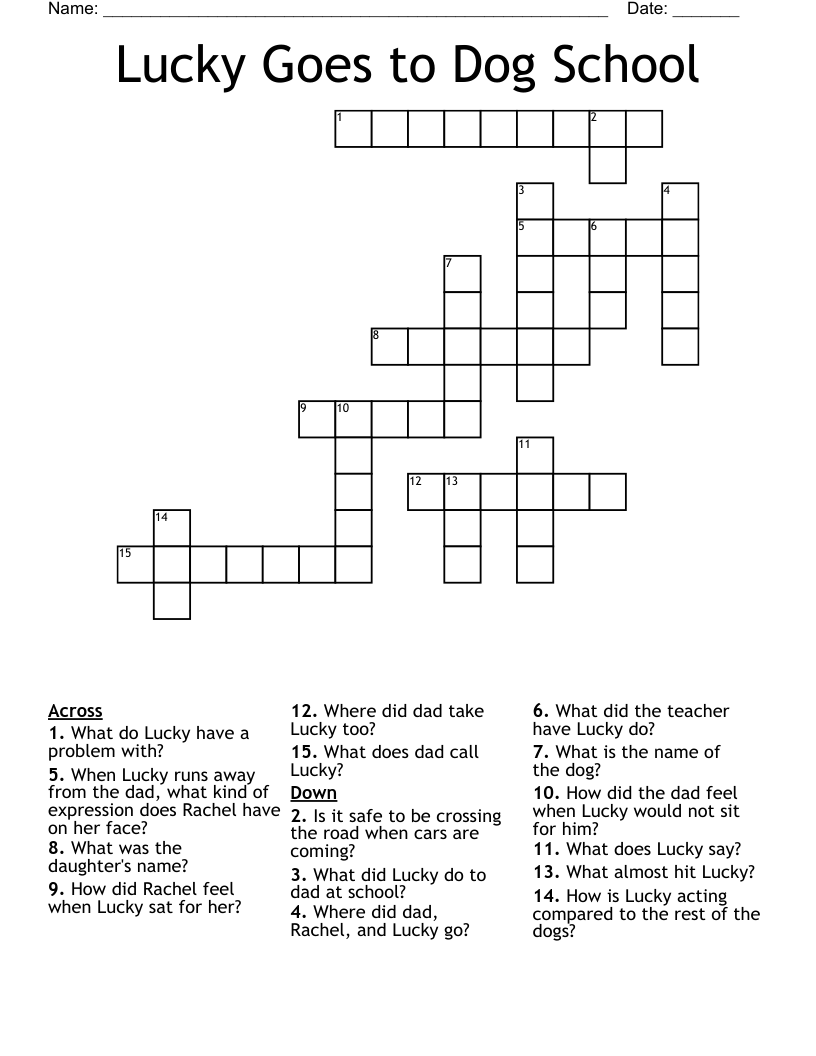 Lucky Goes to Dog School Crossword