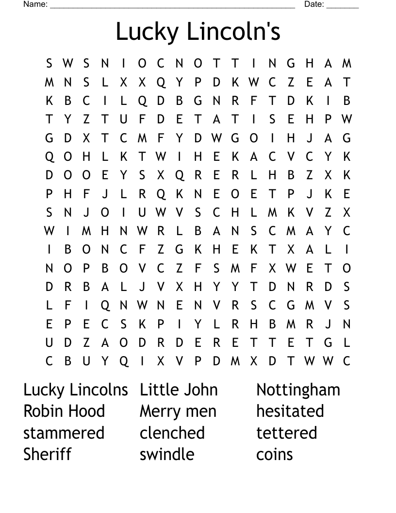 Lucky Lincoln's Word Search