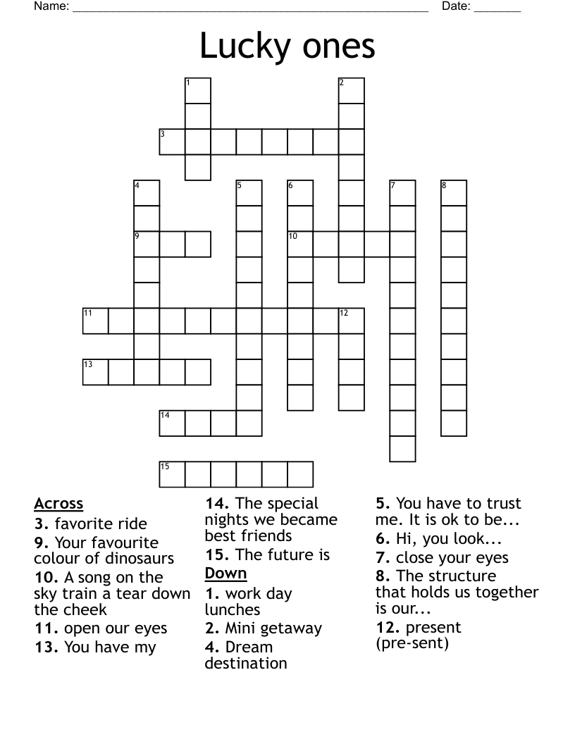 Lucky ones Crossword