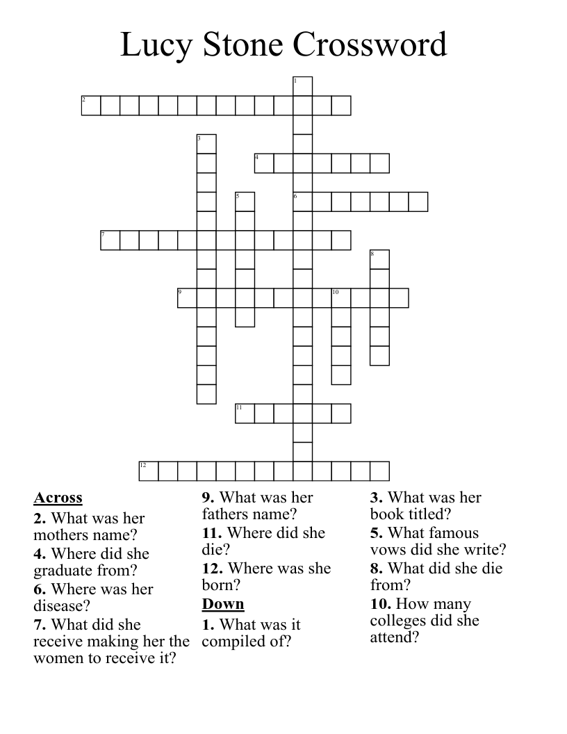 Lucy Stone Crossword