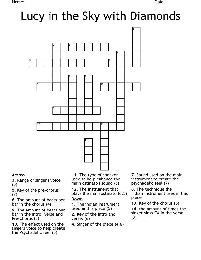 Lucy in the Sky with Diamonds Crossword
