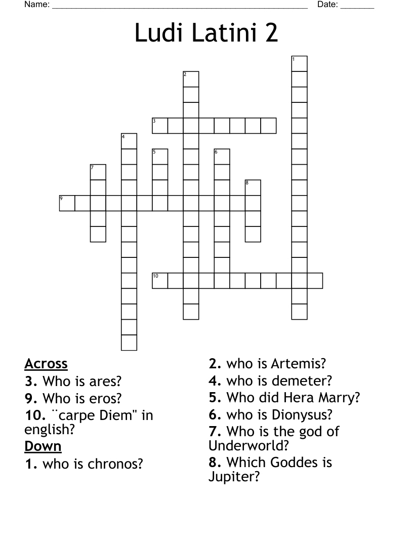 Ludi Latini 2 Crossword