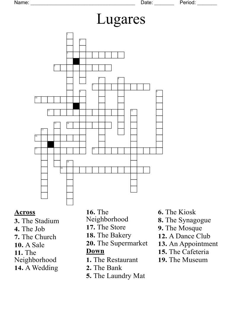 Lugares Crossword