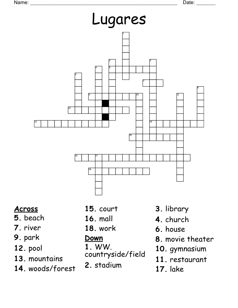 Lugares Crossword