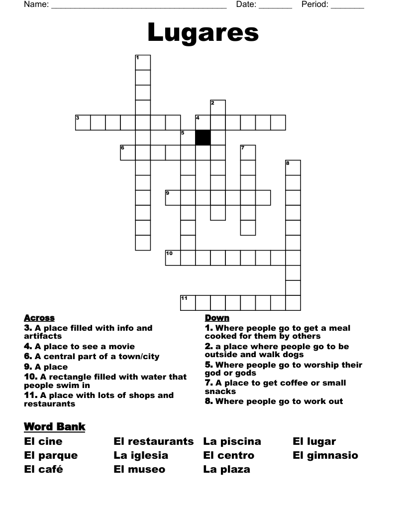 Lugares  Crossword