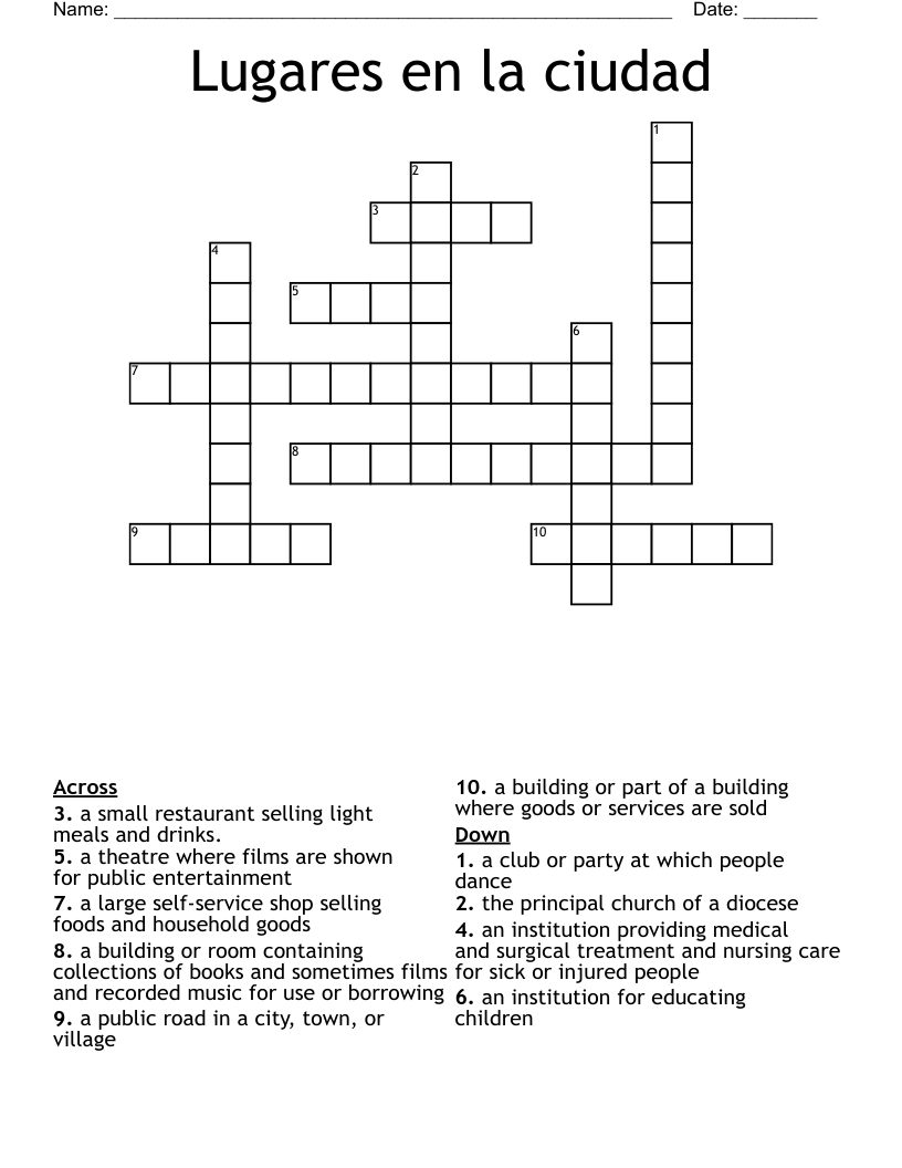 Lugares en la ciudad Crossword