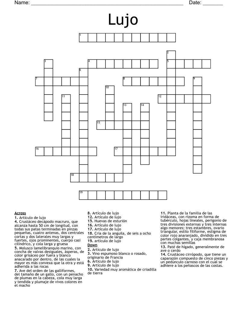 Lujo Crossword