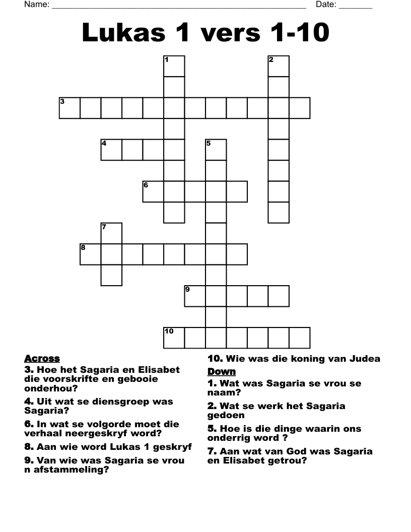 Lukas 1 vers 1-10 Crossword