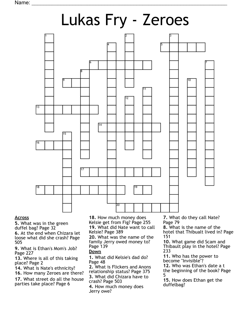 Lukas Fry - Zeroes Crossword