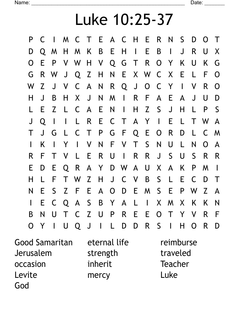 Luke 10:25-37 Word Search
