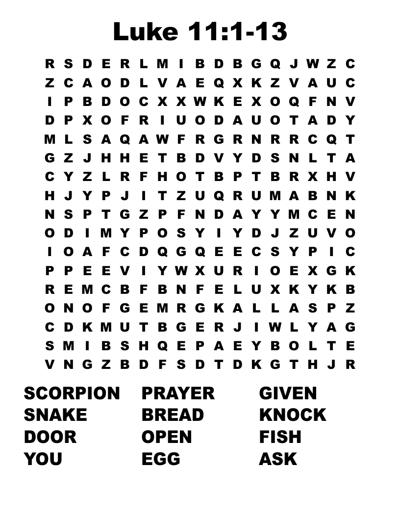Luke 11:1-13 Word Search